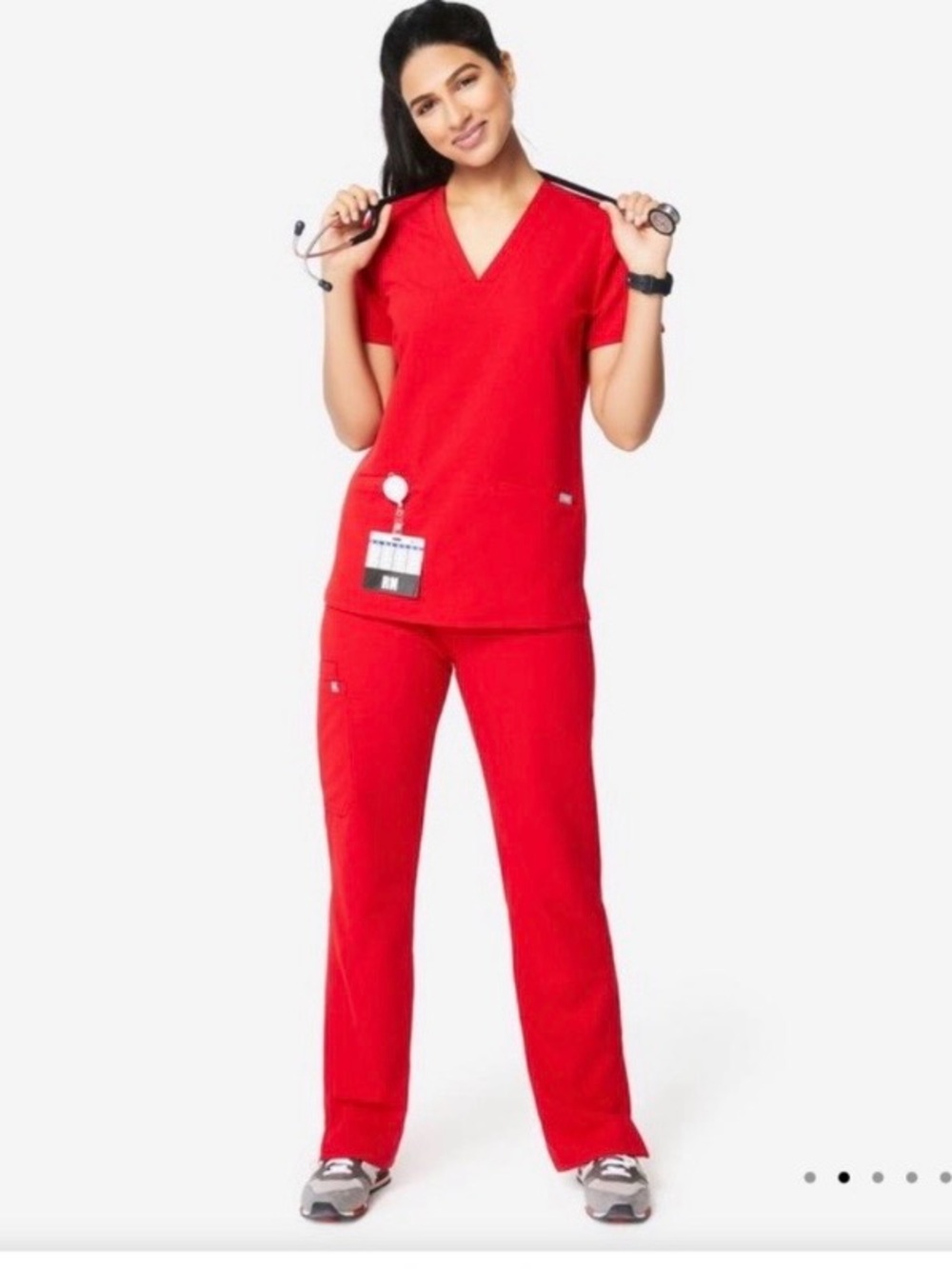 FIGS Women's Casma Scrub Top in Winning Red XXS